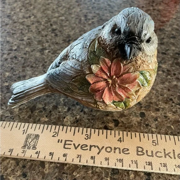 Decorative Bird Figurine with Floral Design - Picture 6 of 6